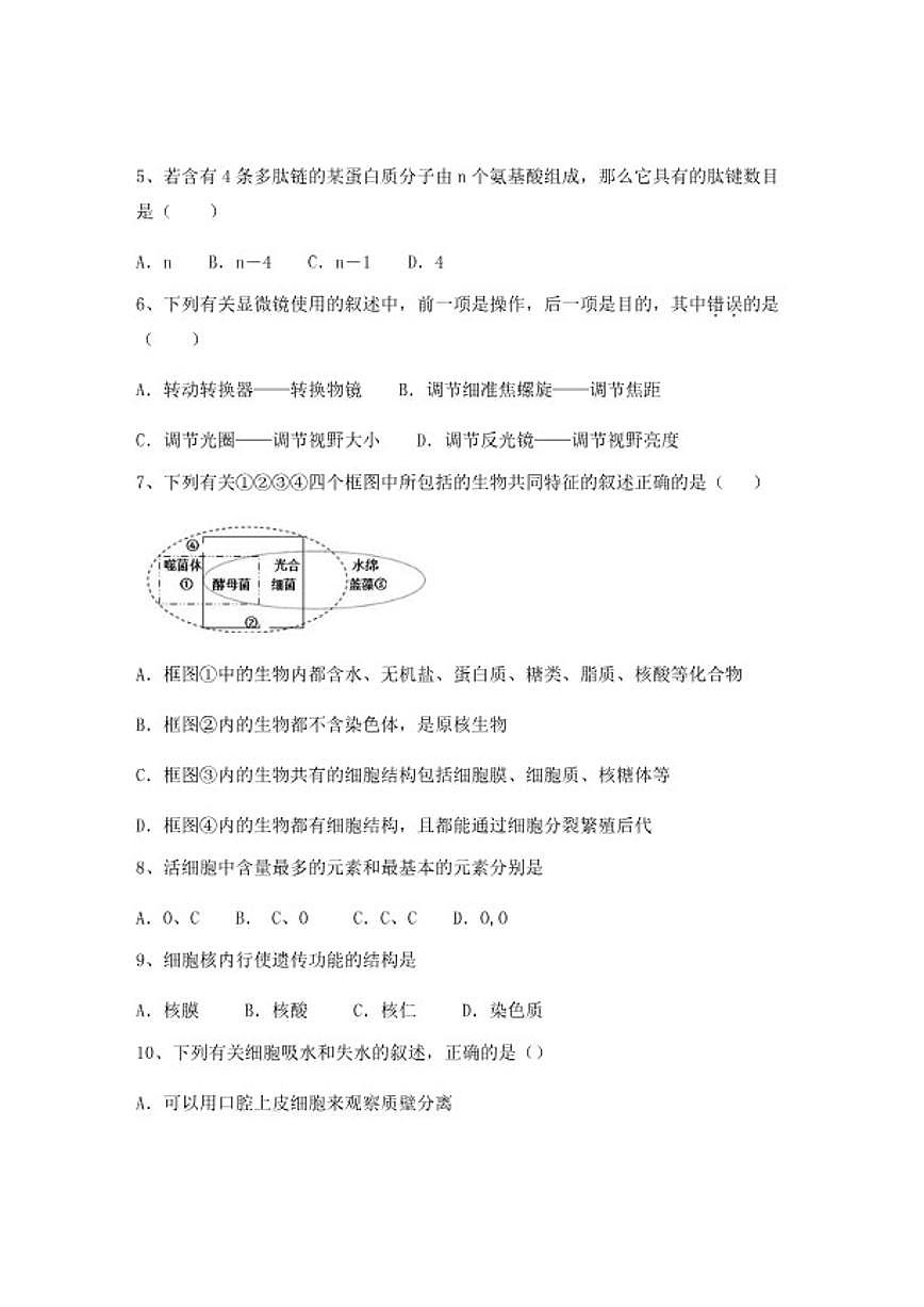 2024-2025学年广西桂林中学高一上学期期末生物试卷（含答案）第2页