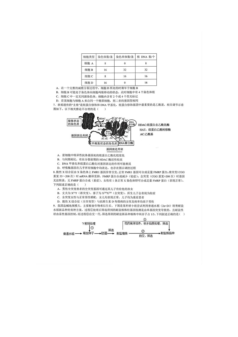 2026届四川省成都市第七中学高三下学期开学考生物试卷第2页