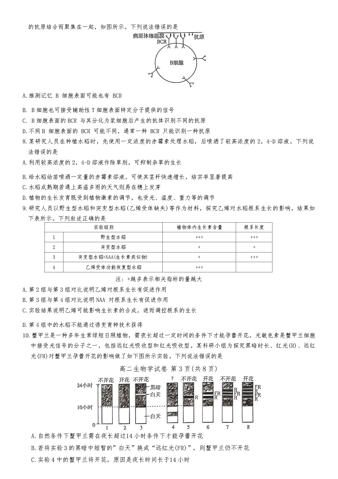 湖北省武汉市部分重点中学2024-2025学年高二上学期期末生物试卷 含答案第3页