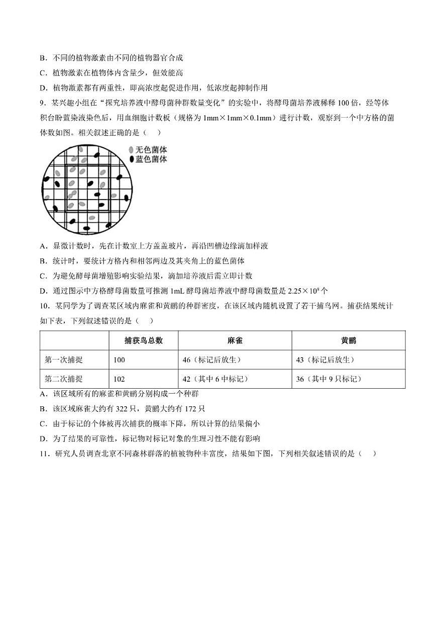 2025-2026学年江苏连云港市灌南县度高二第一学期期末学业水平质量监测生物试题（含答案）第3页