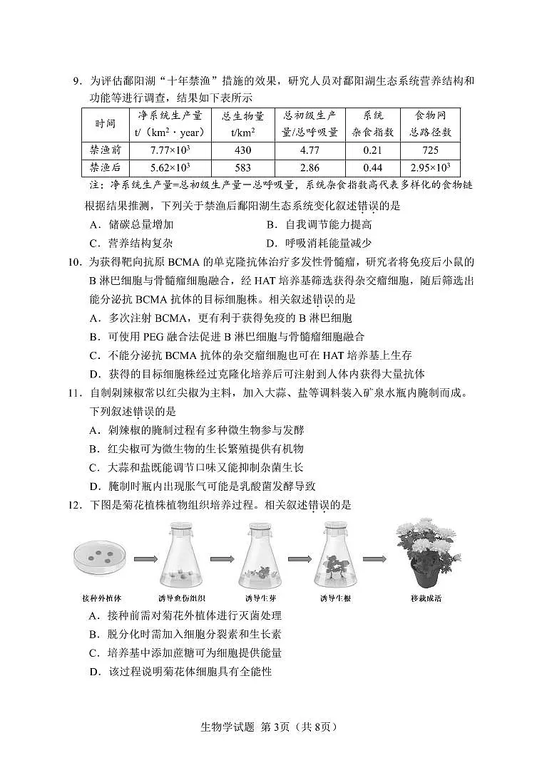 【生物学试卷】长沙市2026年高三模拟考试第3页