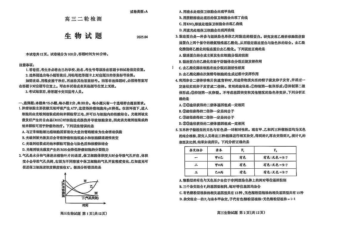 生物试题第1页