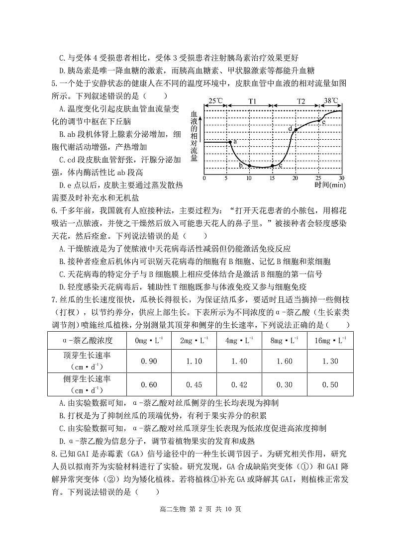 10.6 平江县2025年下学期教学质量监测（高二生物）第2页