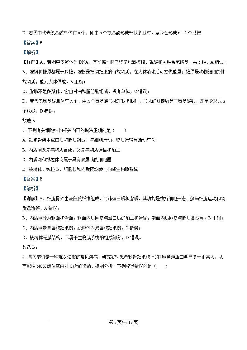 湖南省名校联盟2026届高三生物上学期9月试题含解析第2页