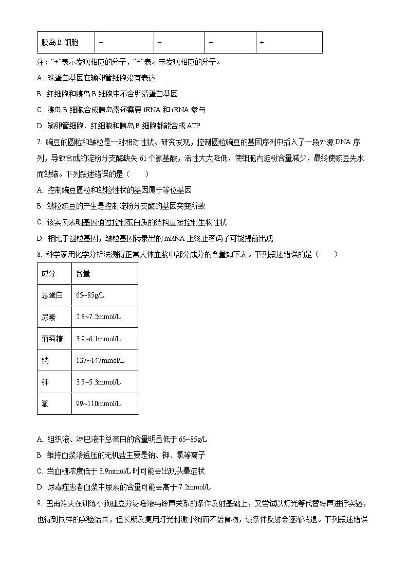 贵州省安顺市2025—2026学年度第一学期期末教学质量监测 高三生物学试题（试卷+解析）第3页