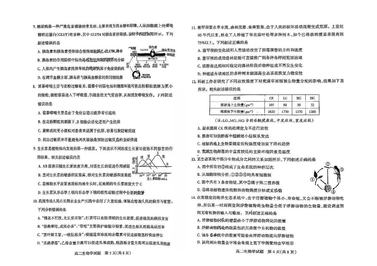 楂樹簩鐢熺墿璇曞嵎第2页