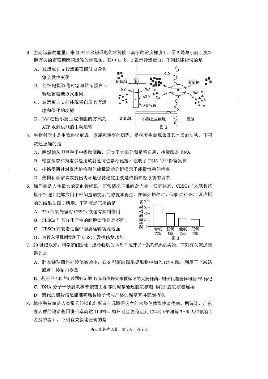 广东省梅州市2026届下学期高三一模总复习质检 生物试题+答案第2页