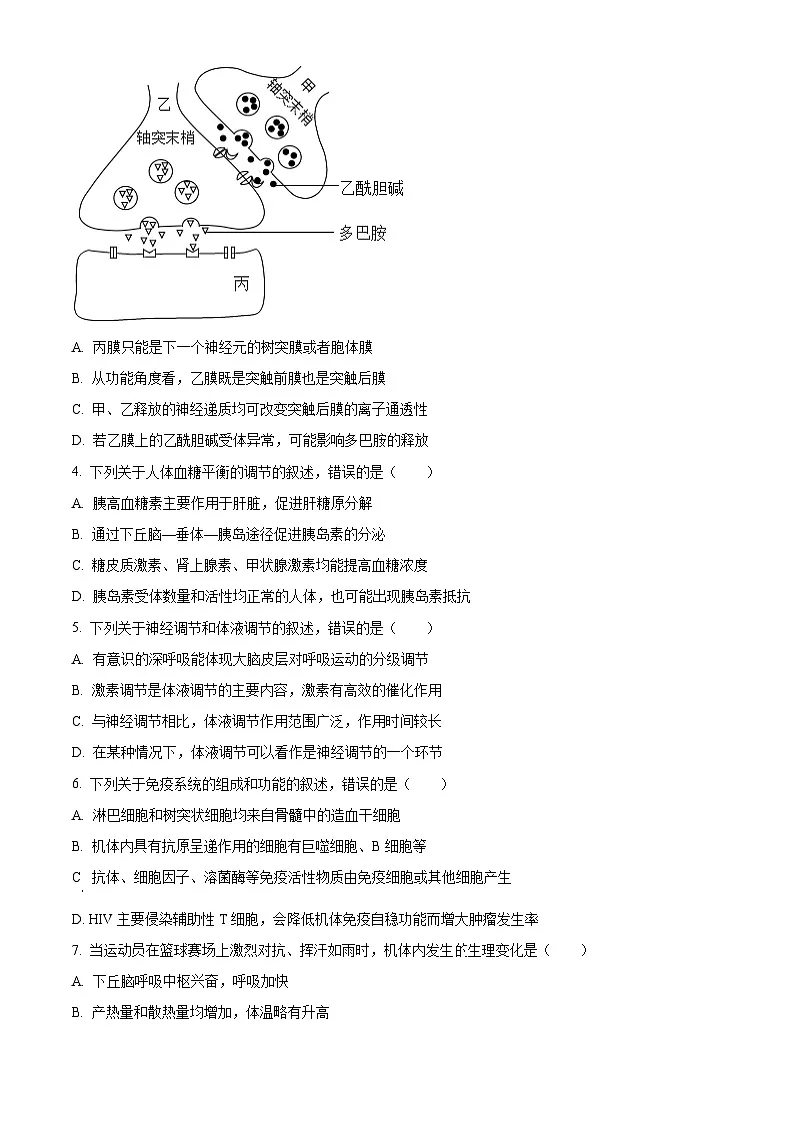 江苏南通市市区、通州、启东2025-2026学年高二上学期期末考试生物试题（试卷+解析）第2页
