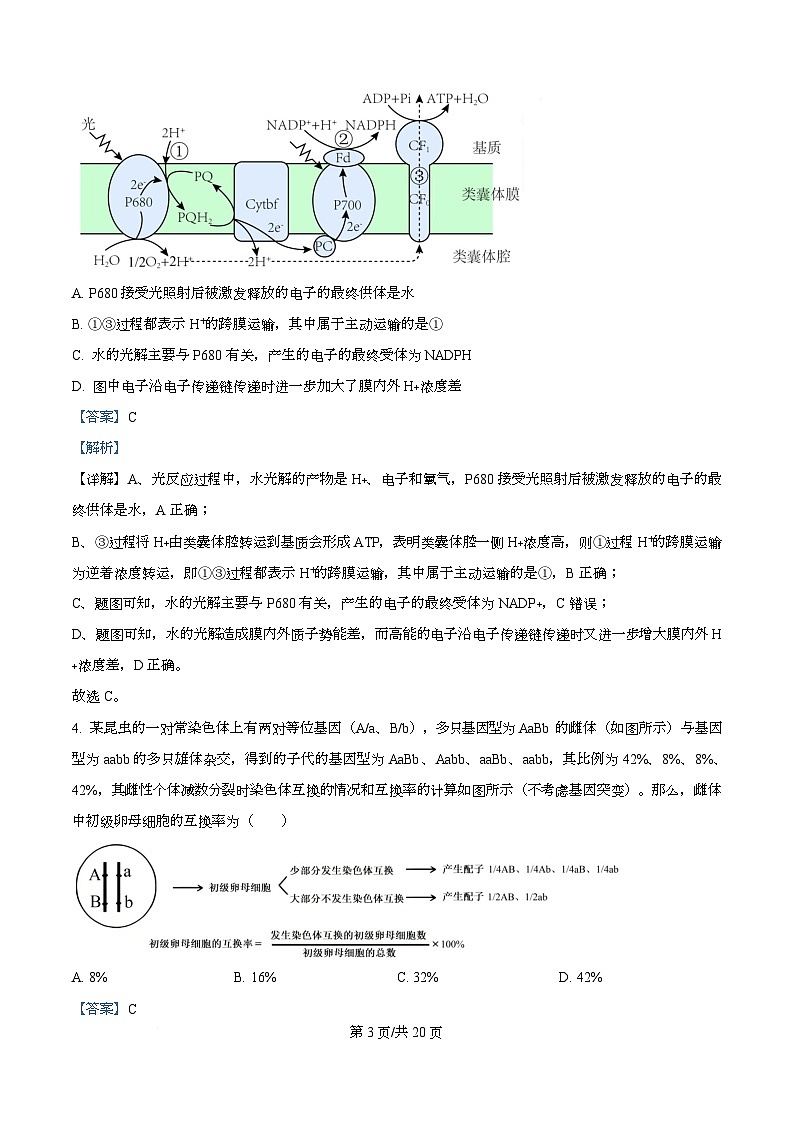 安徽蚌埠市2026届高三年级第第一次教学质量检查考试生物试题  Word版含解析第3页