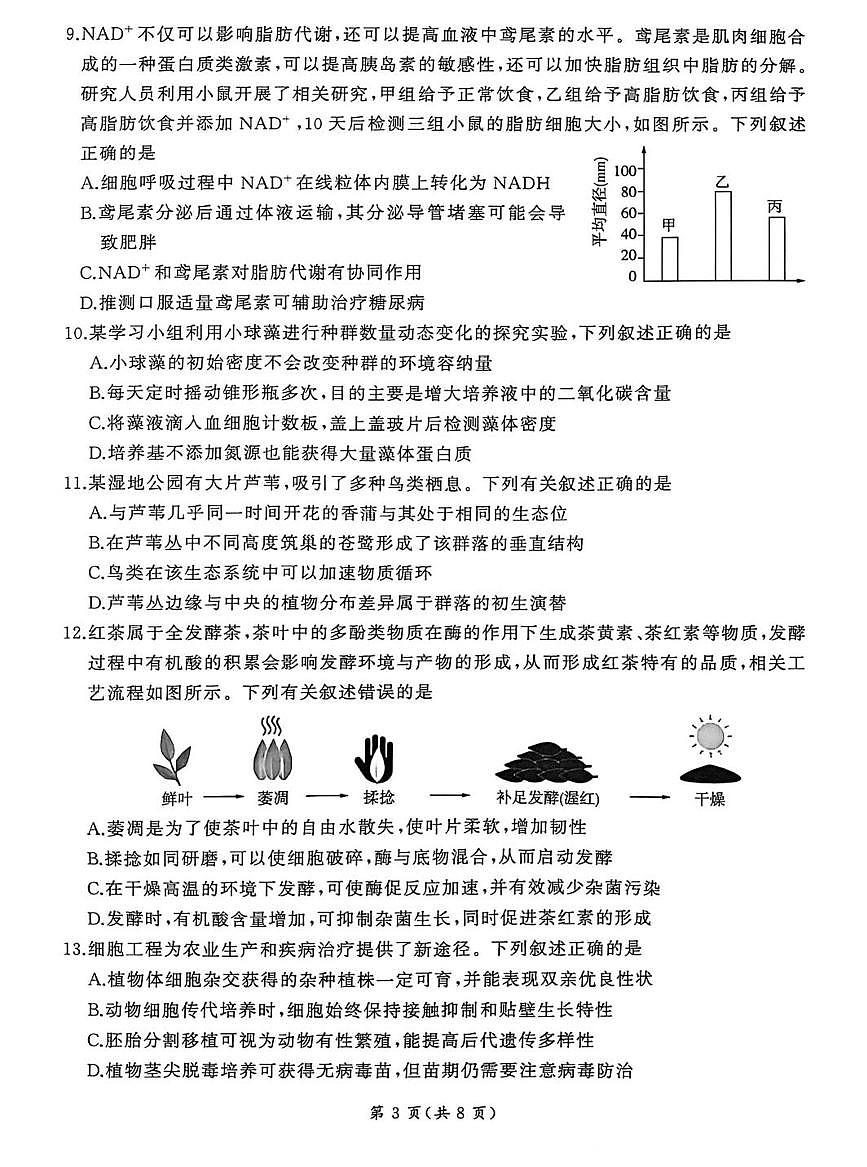 2026届河北百师联盟高三下学期一模生物试题（高考模拟）第3页