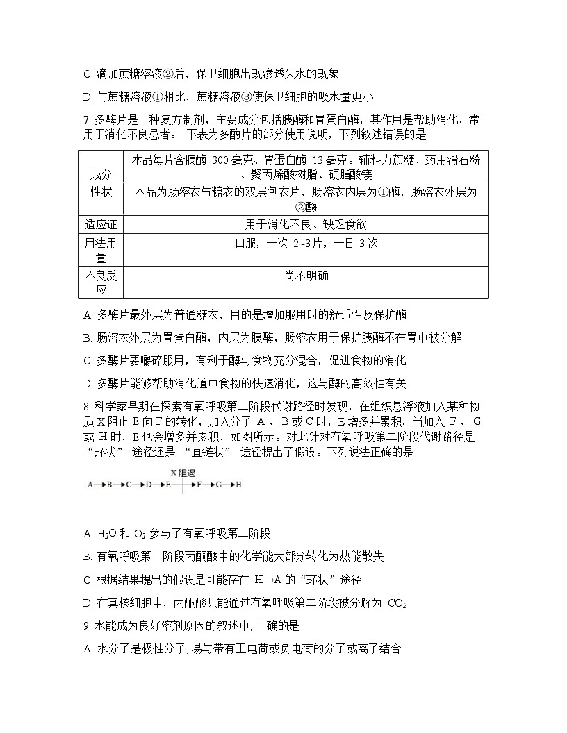 辽宁省实验中学2026年2月高一下学期开学考试生物试卷第3页