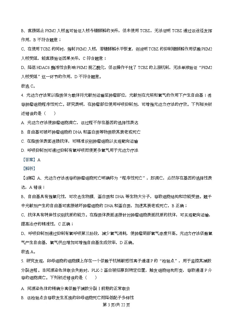 湖北武汉四中2025-2026学年高三下学期2月月考生物试卷  Word版含解析第3页