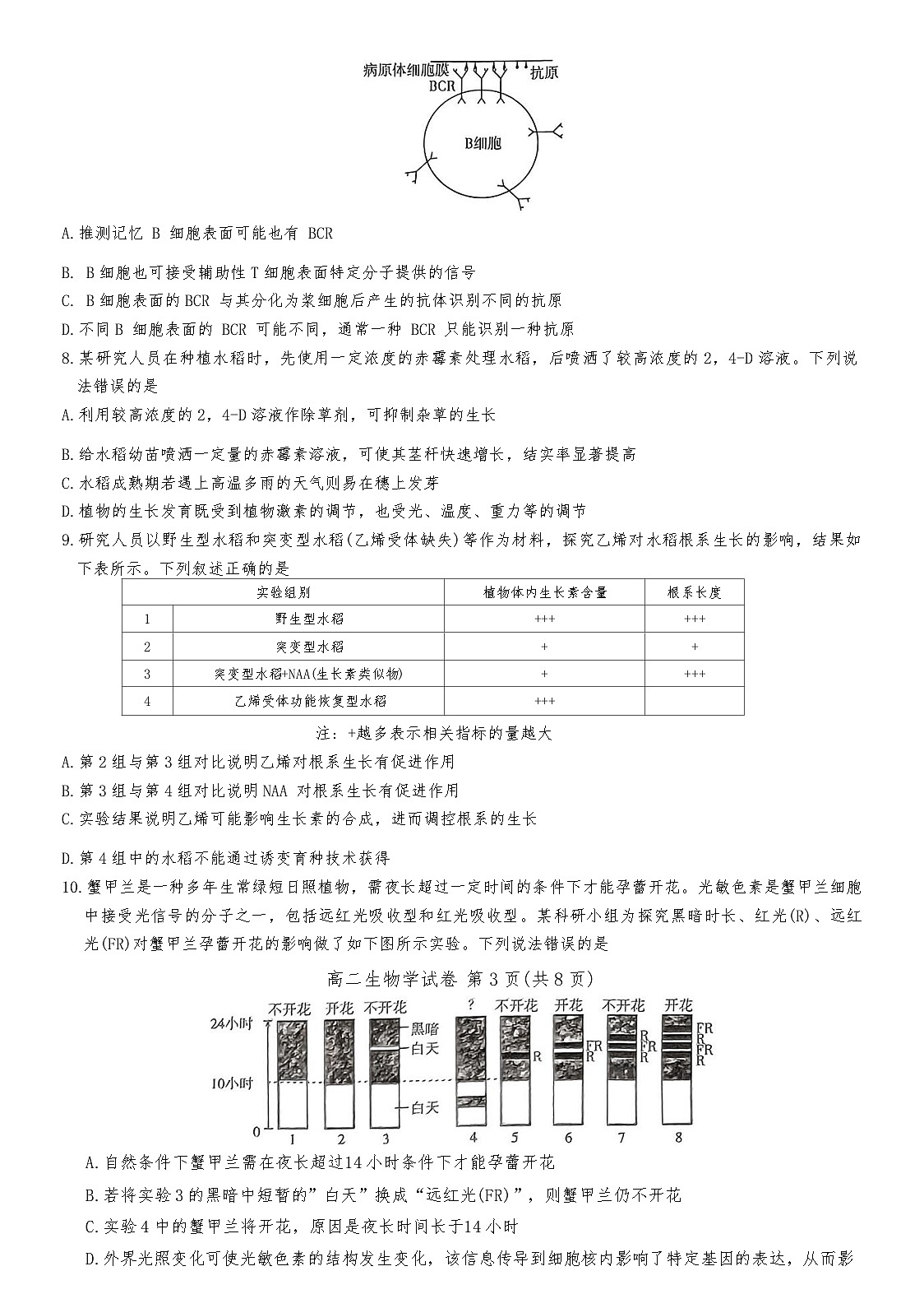 湖北省武汉市部分重点中学2024-2025学年高二上学期期末生物试卷第3页