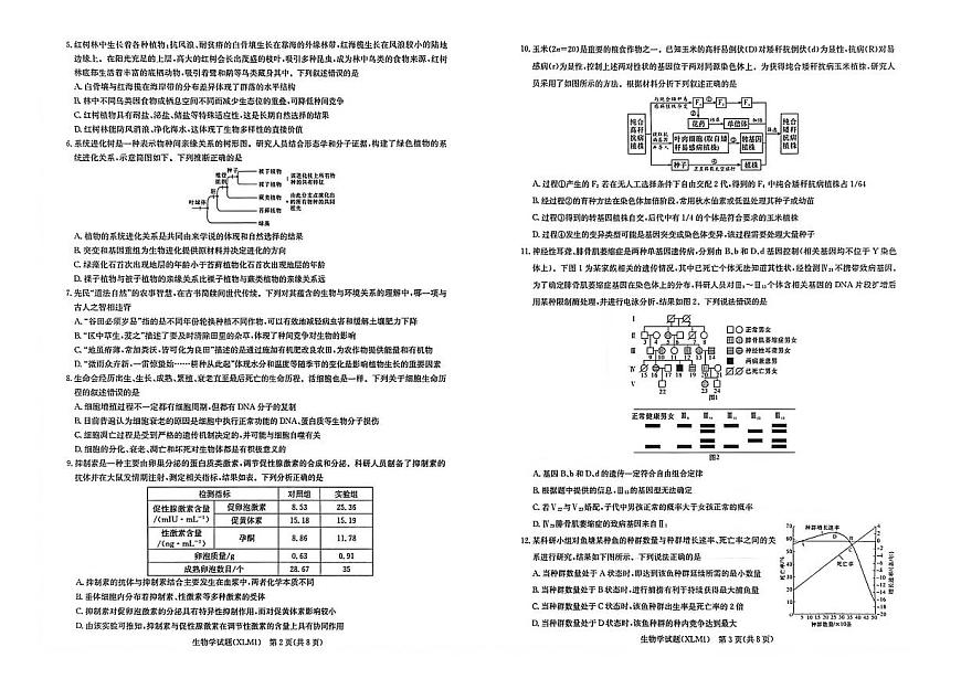 生物-湖南省长郡二十校联盟2026届高三年级下学期3月联考试卷及答案第2页