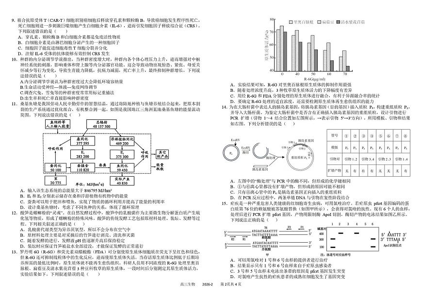 四川成都树德中学2025-2026学年下学期高三开学考生物学试卷含答案第2页