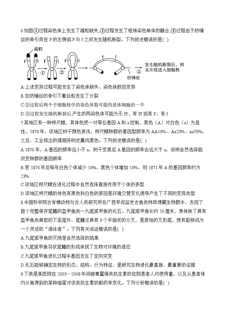 专题8 生物的变异与进化（选择题）——高考生物学模块分练【新高考版】（含解析）(1)第3页