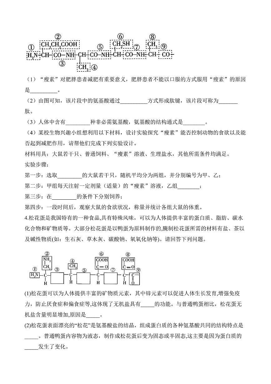 专题1 细胞的分子组成（非选择题）——高考生物第一轮复习学模块分练【新高考版】（含解析）第2页