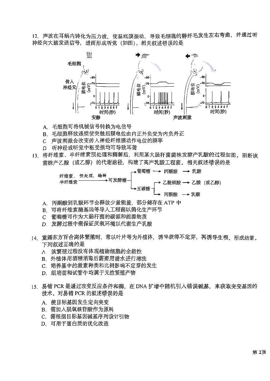 2026北京十一学校高三下2月月考生物试卷第3页
