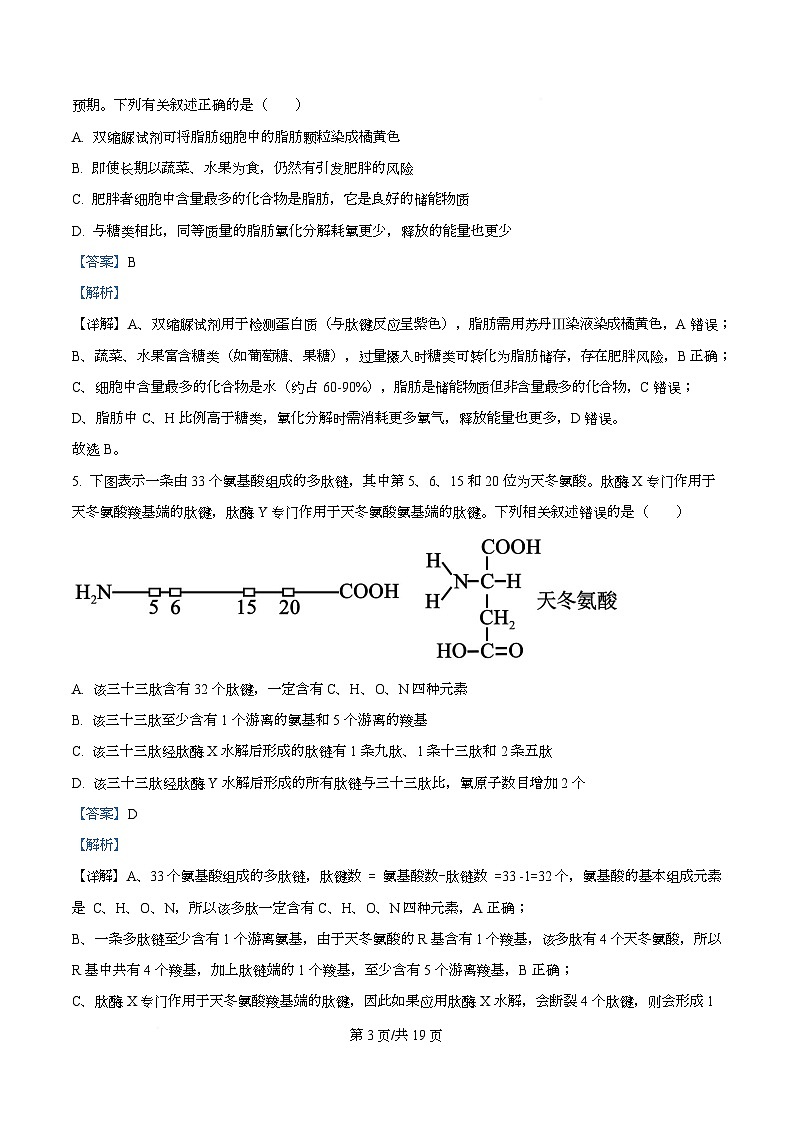 湖北十堰市2025-2026学年度上学期期末调研考试高一生物试题  Word版含解析第3页