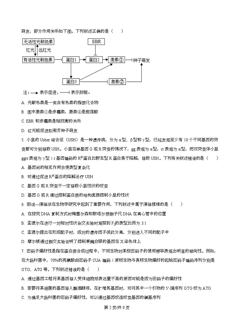 湖北云学联盟2026年高三年级下学期2月阶段训练生物学试卷  Word版无答案第2页