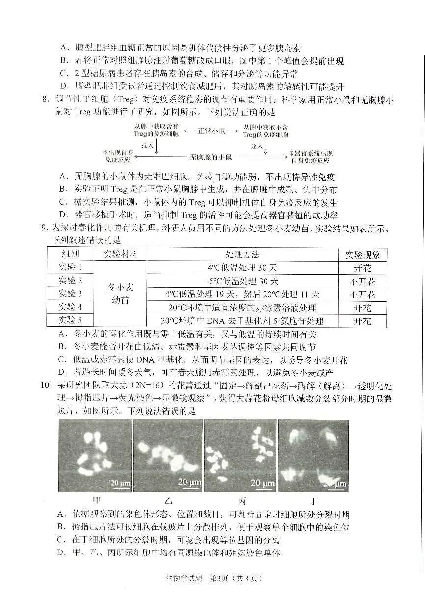 生物丨安徽省合肥市2026届高三上学期2月第一次教学质量检测（一模）试卷及答案第3页