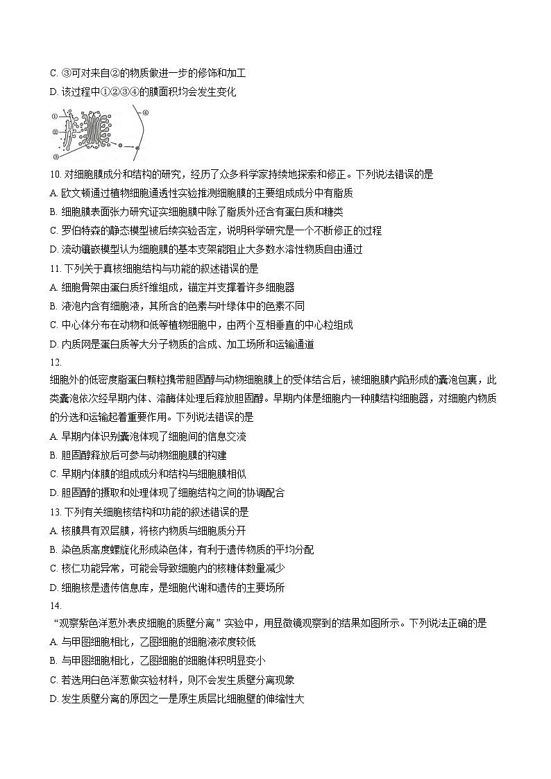 山东青岛市2025_2026学年度第一学期期末高一期末生物试题（文字版，含答案）第3页