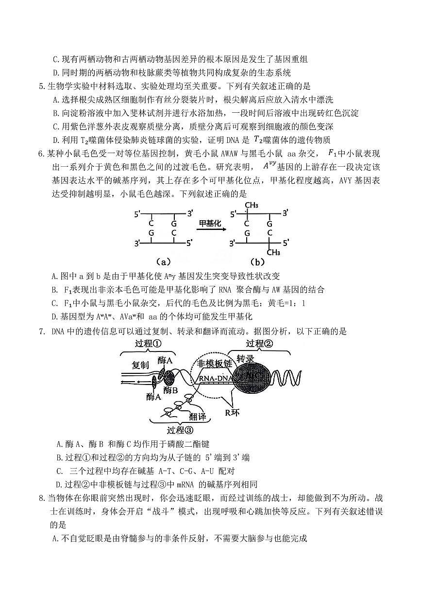 山西省大同市2026届高三年级第一次模拟考试质量监测生物学试卷（含答案）第2页