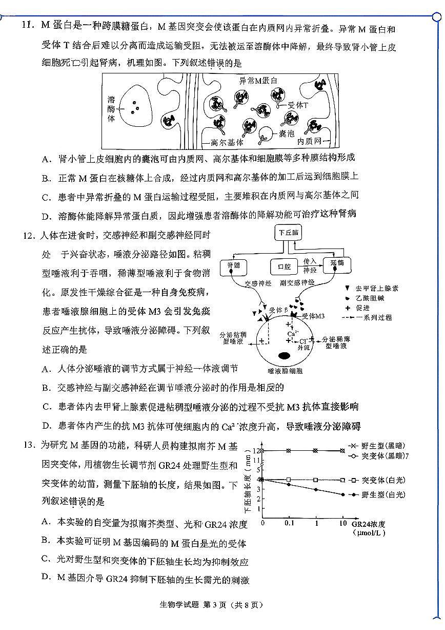 生物试卷-福建省莆田市2026届高中毕业班第二次质量调研测试试卷(莆田二检)第3页