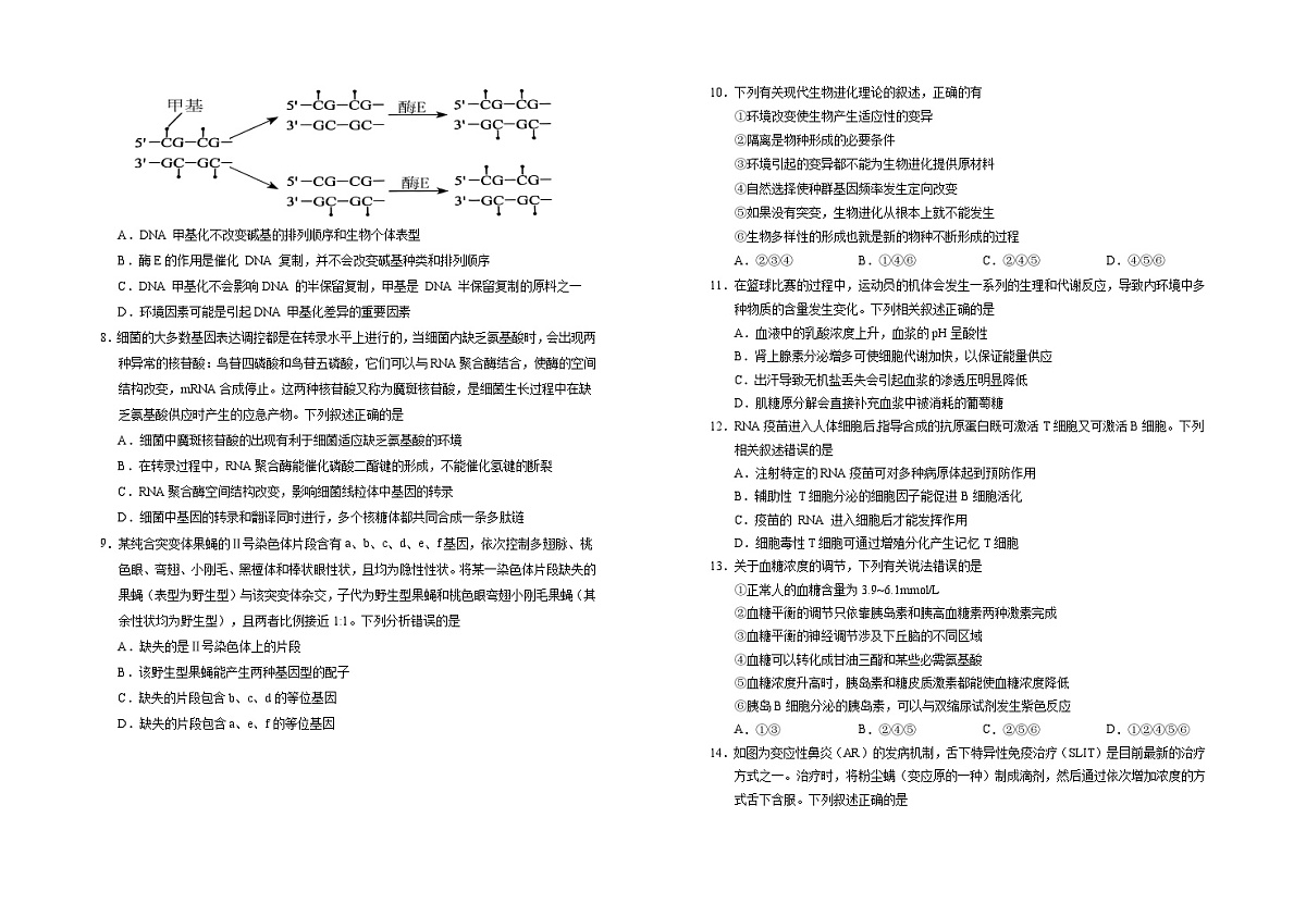 2025届高三第五次月考生物试卷第2页