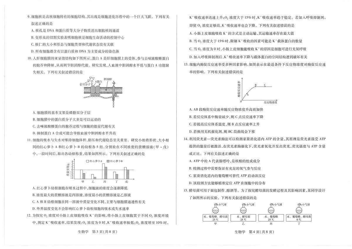 海南省部分学校2025-2026学年高一上学期1月期末生物试题（含答案）第2页