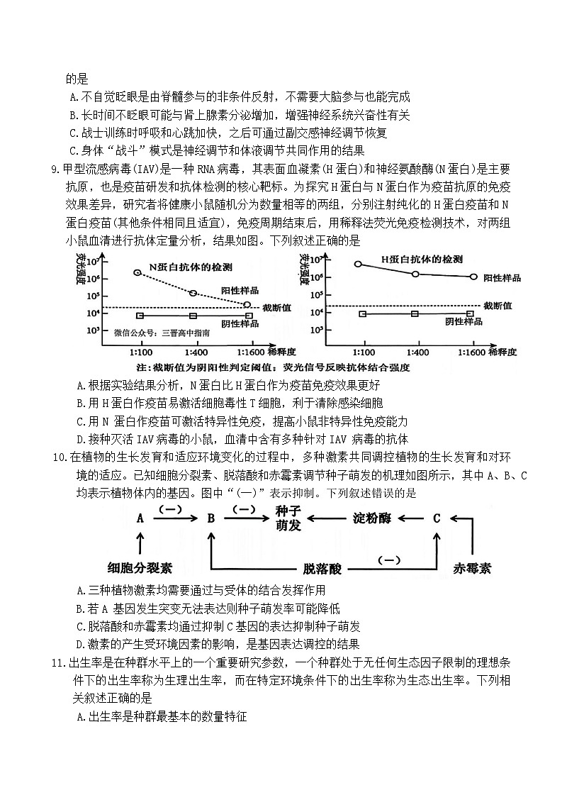 山西省大同市2026届高三年级第一次模拟考试质量监测生物学试卷（含答案）第3页