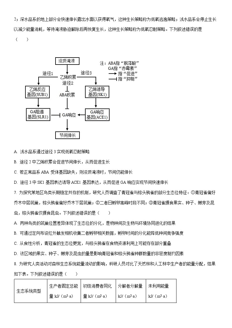 安徽马鞍山市2025—2026学年高三上月考第一次教学质量监测生物试卷（学生版）第3页