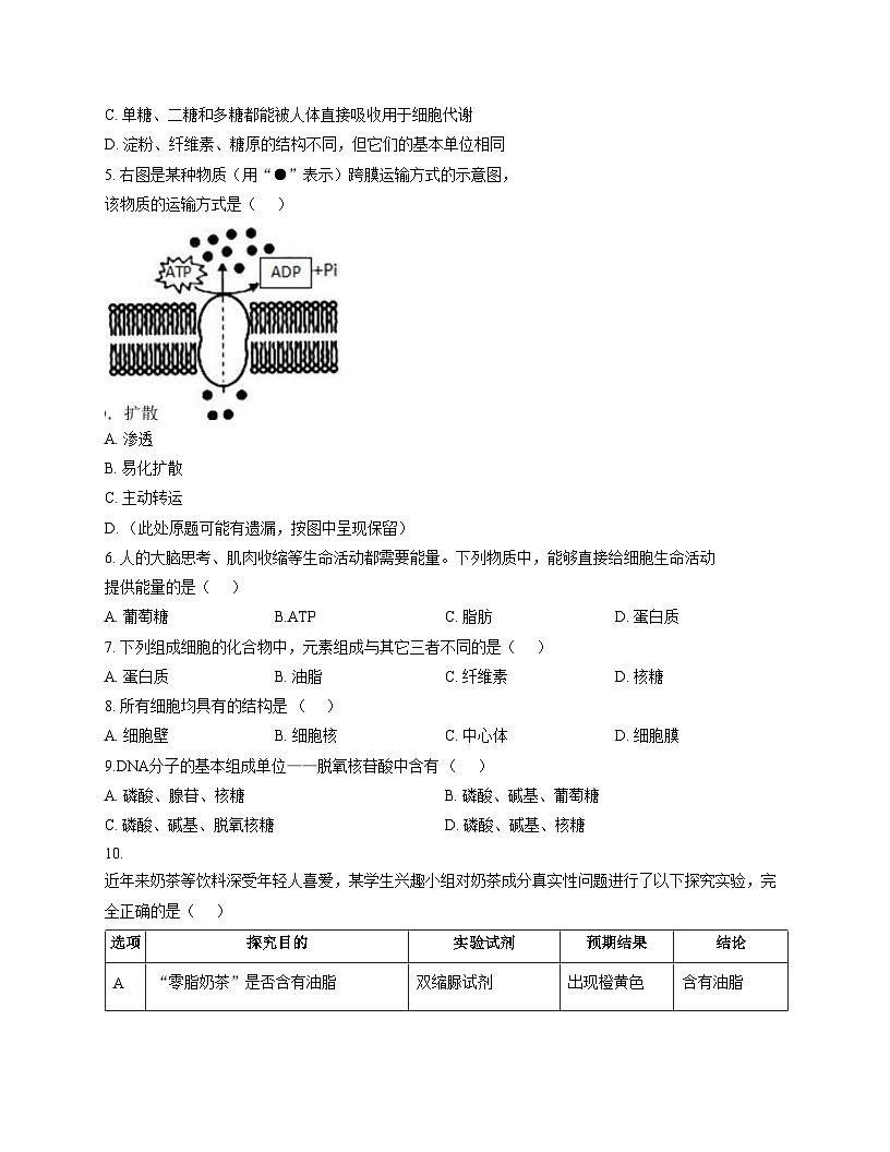 浙江省温州市新力量联盟2025_2026学年高一上学期期中联考生物试卷（文字版，含答案）第2页