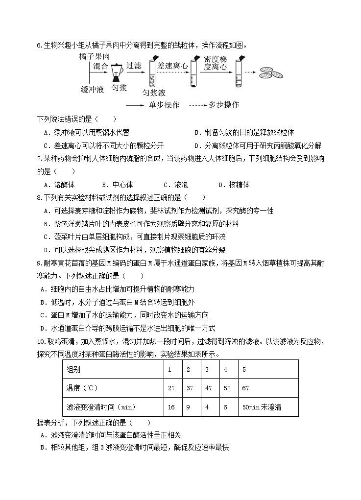 2028届高一下学期开学考生物试题2第2页