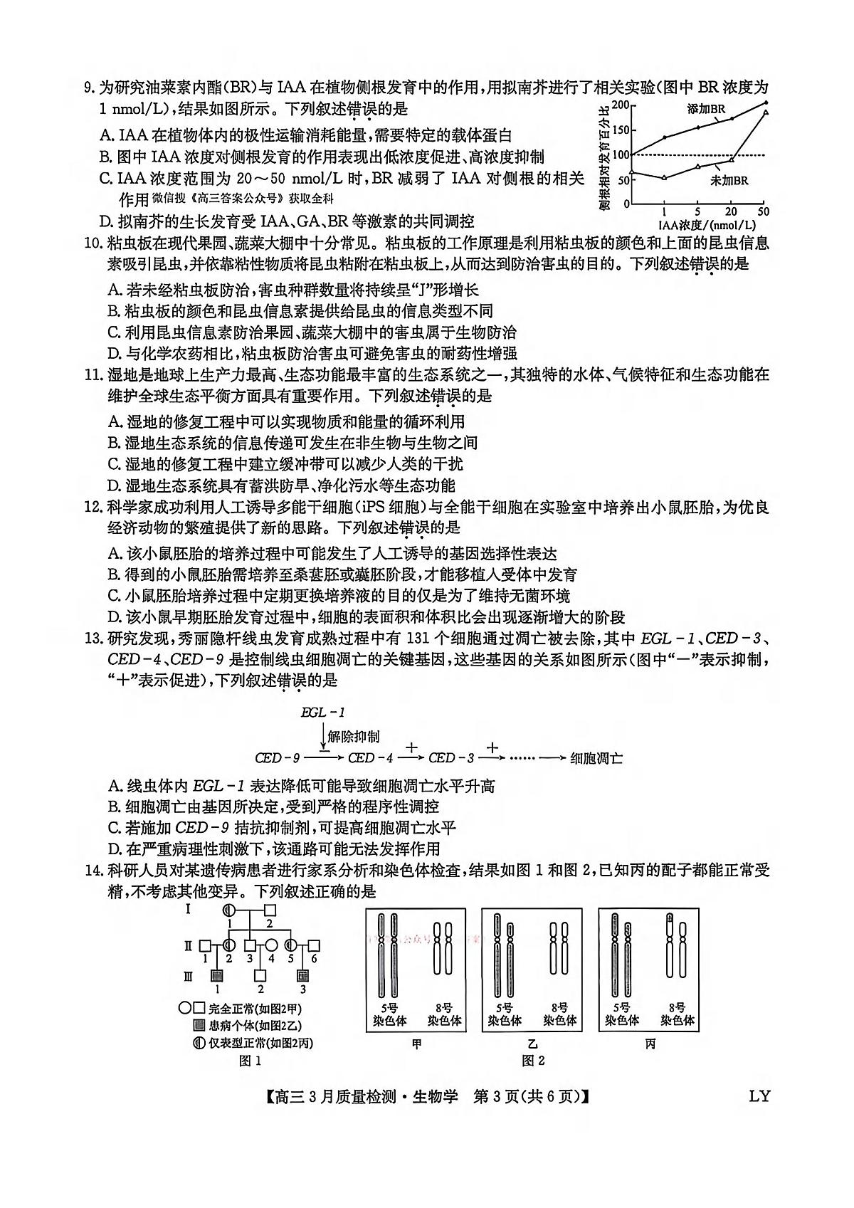 生物丨九师联盟2026届高三下学期3月质量检测试卷及答案第3页