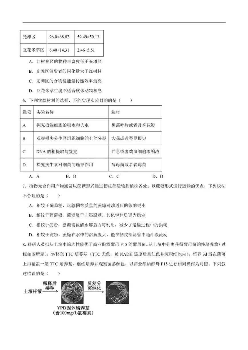 2026届福建省福州市高三下学期三月质量检测生物试卷（含答案）第2页