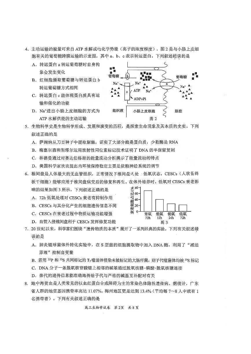 广东省梅州市高三总复习质检试卷（2026.3）生物第2页
