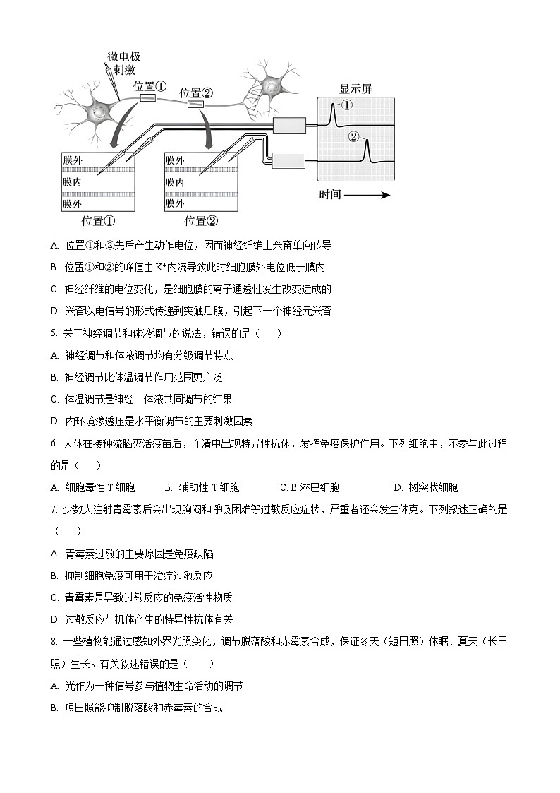 北京市西城区北京师范大学附属中学2025-2026学年高二上学期1月期末生物试题（原卷版）第2页