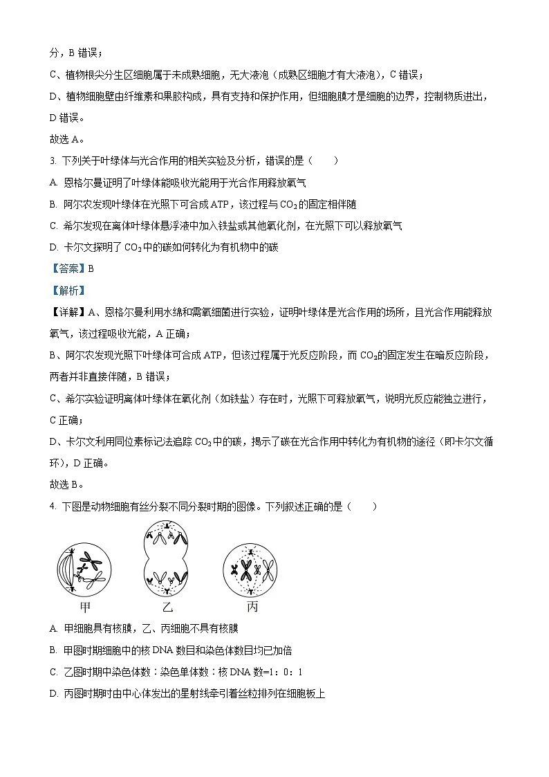 广东深圳2026届高三一模考前适应性训练生物试题 Word版含解析第2页