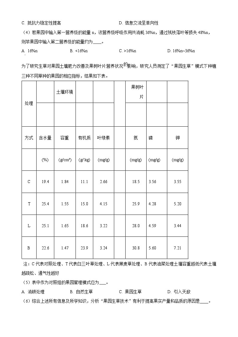 上海市杨浦区2026届高三上学期12月模拟质量调研生物试题（原卷版）第2页