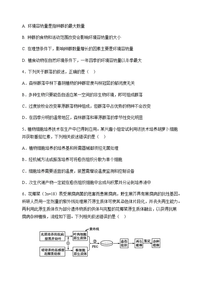 黑龙江省龙东十校联盟2024-2025学年高二下学期期中生物学试卷（含答案）第2页