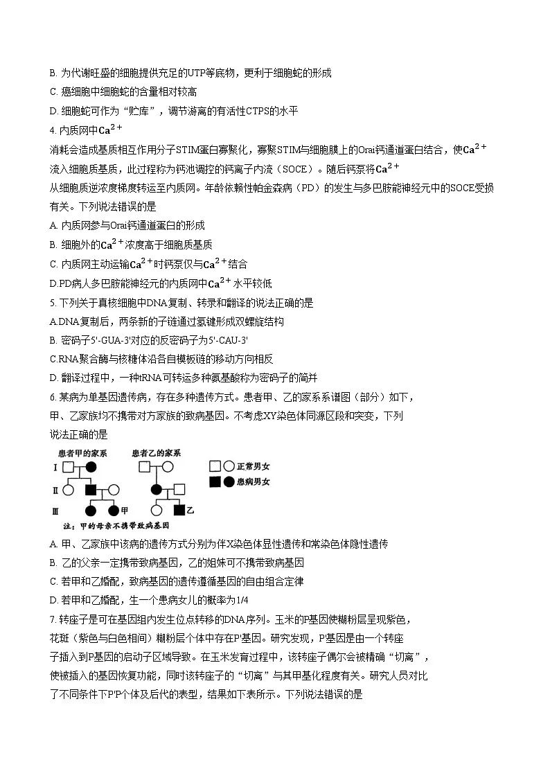 山东省淄博市2025一2026学年度高三下学期模拟考试生物学试题（文字版，含答案）第2页