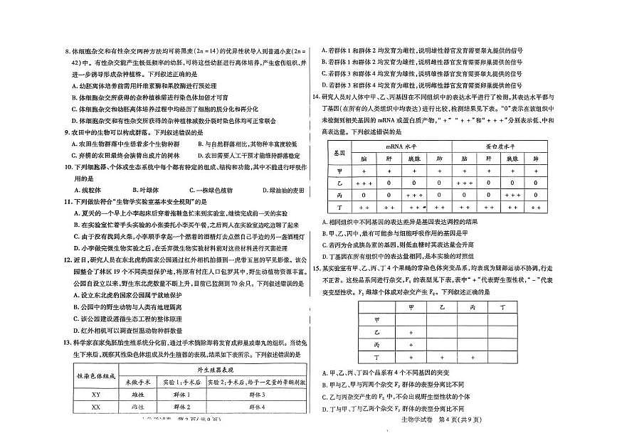 扫描件_生物试卷类型A第2页