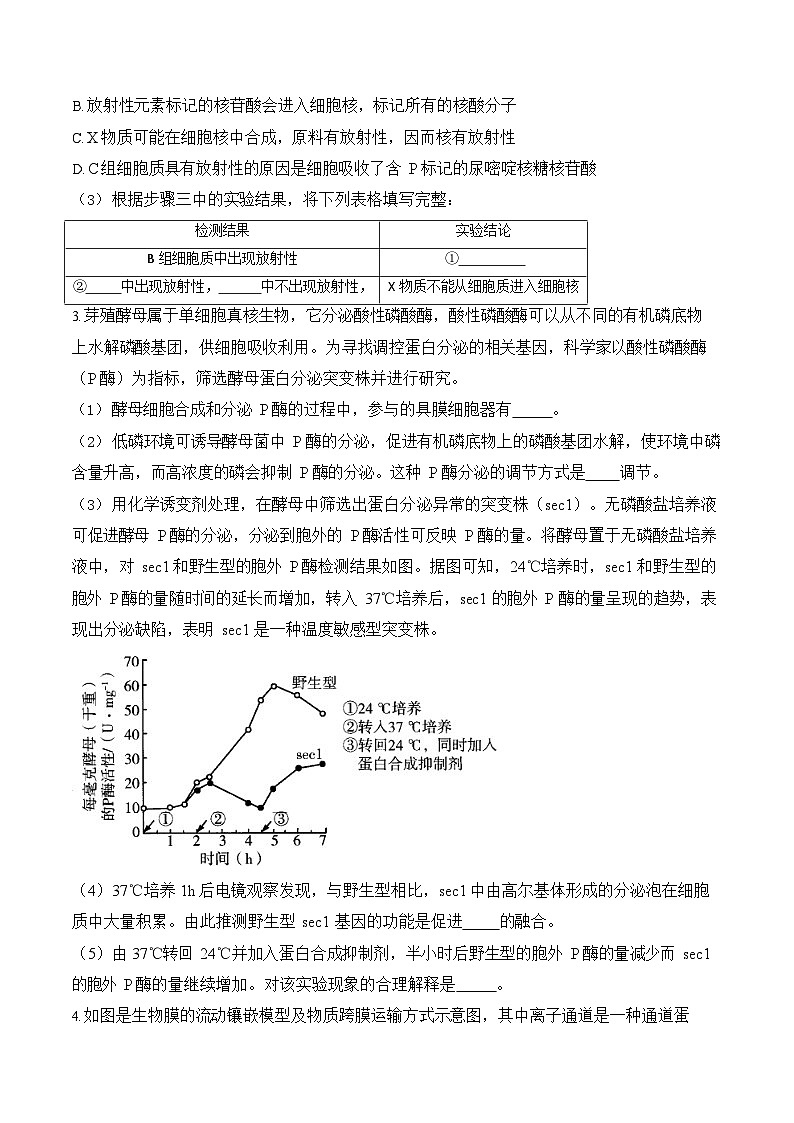 2026年高三高考生物二轮复习练习 专题2 细胞的结构与物质运输（非选择题）第3页