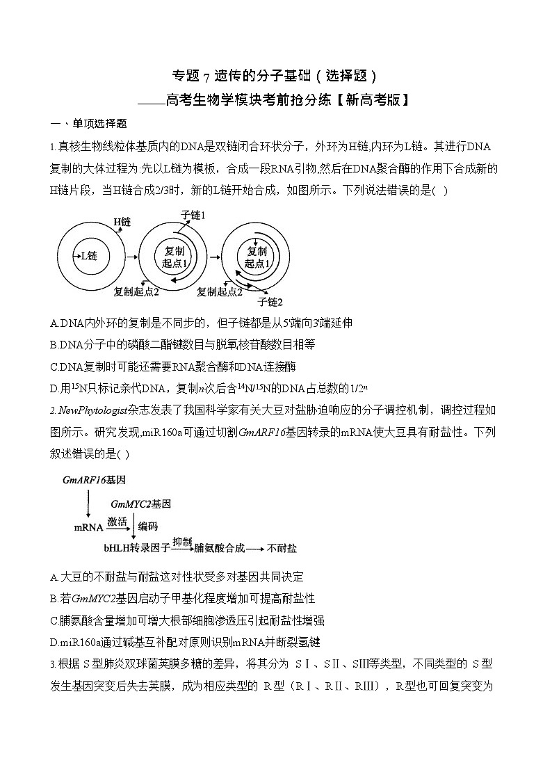 2026年高三高考生物二轮复习练习 专题7 遗传的分子基础（选择题）第1页