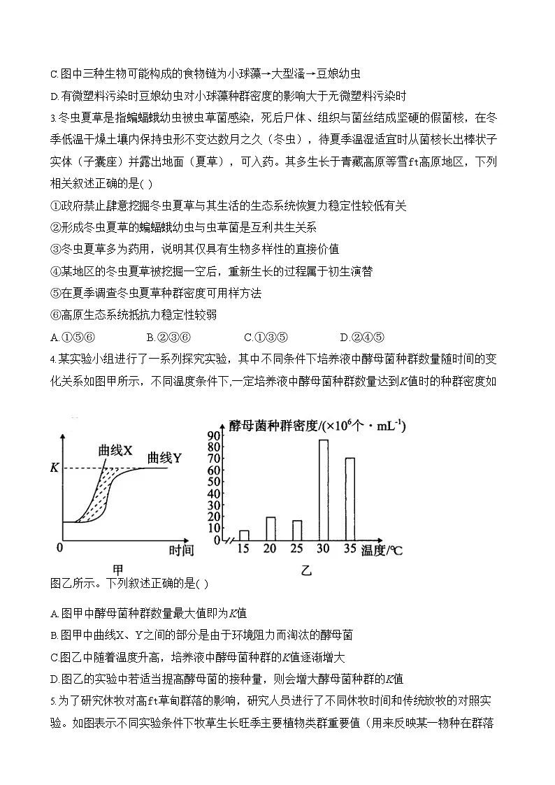 2026年高三高考生物二轮复习练习 专题11 生物与环境（选择题）第2页