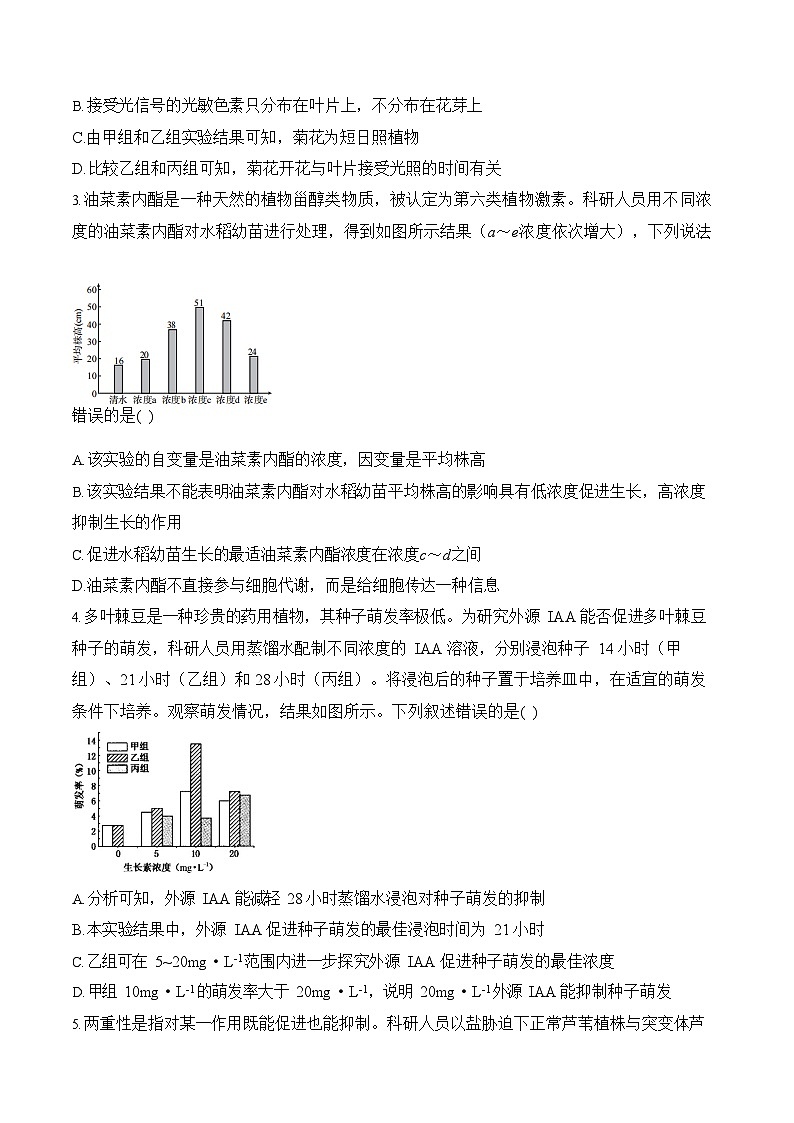 2026年高三高考生物二轮复习练习 专题10 植物生命活动的调节（选择题）第2页