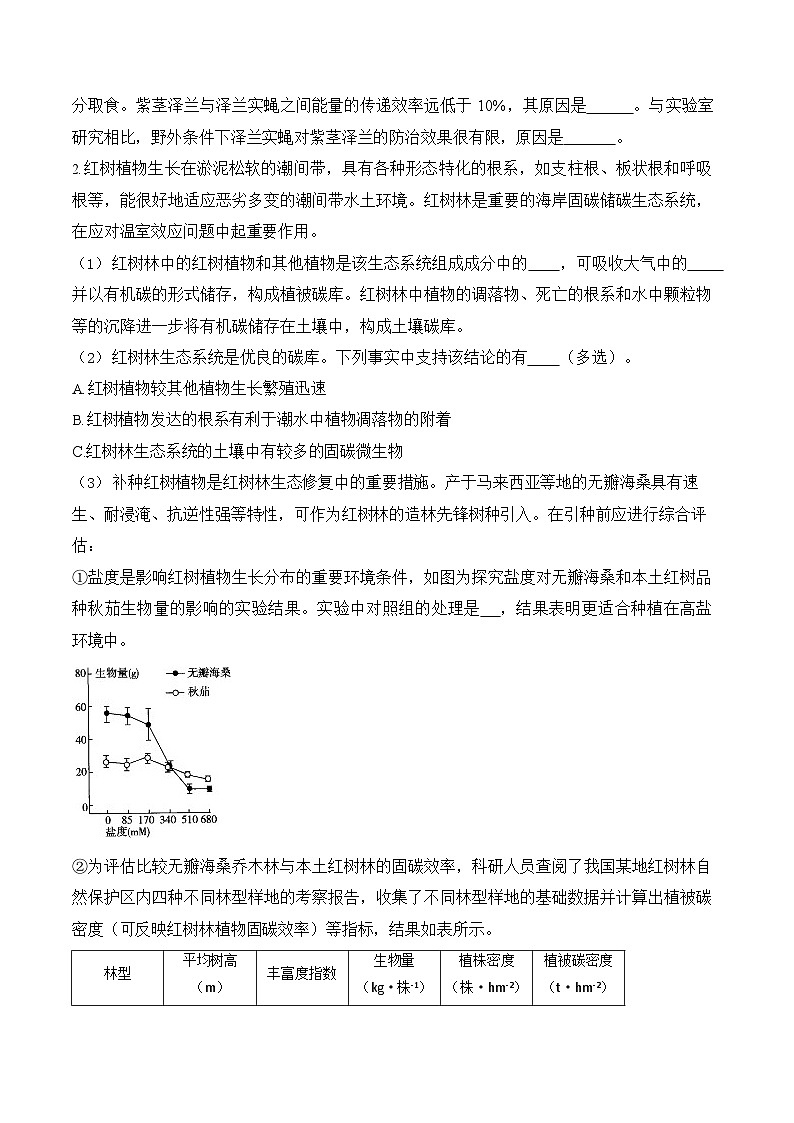 2026年高三高考生物二轮复习练习 专题11 生物与环境（非选择题）第2页