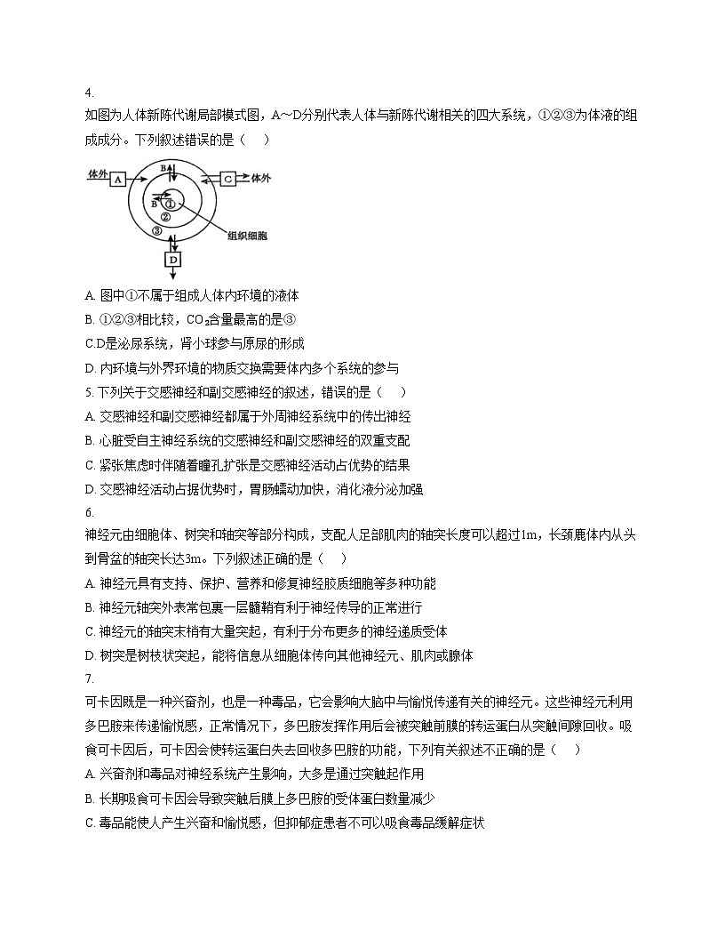吉林省长春市长春汽车经济技术开发区第三中学2025_2026学年高二上学期11月期中生物试题（文字版，含答案）第2页