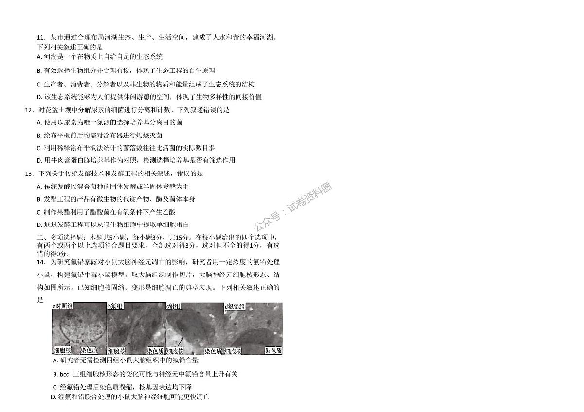 生物-河北省唐山市2026年普通高等学校招生全国统一考试暨高三第一次模拟演练(唐山一模)试卷及答案第3页